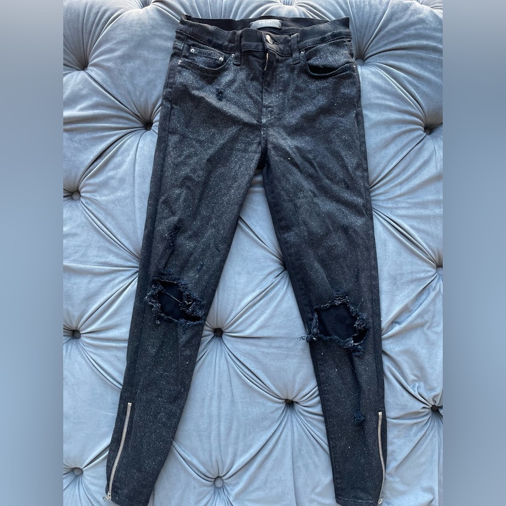 Amiri Women's Black Glitter Thrasher Jeans | Closet Label #120.) - Picture 2 of 16